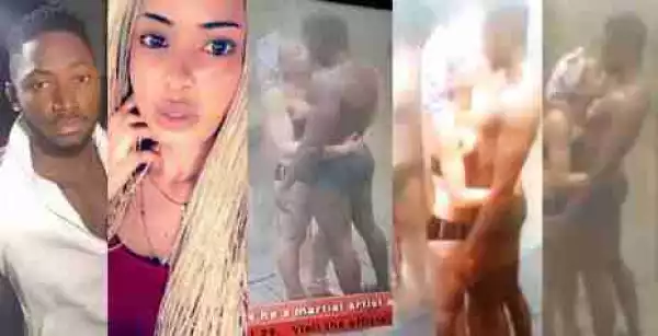 #BBNaija: Miracle And Nina Kiss In The Shower While Bathing (Video)